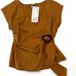 NWT‎ Zara Shimmering Brown Wrap Blouse